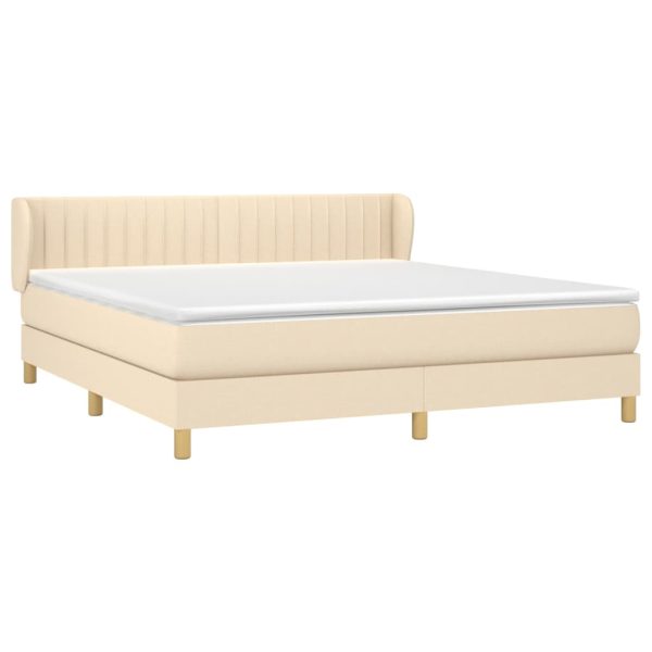 Pat continental cu saltea, crem, 180×200 cm, textil