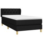 Pat box spring cu saltea, negru, 80×200 cm, textil