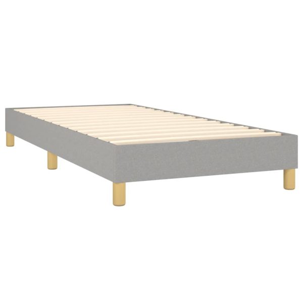 Pat box spring cu saltea, gri deschis, 90×200 cm, textil