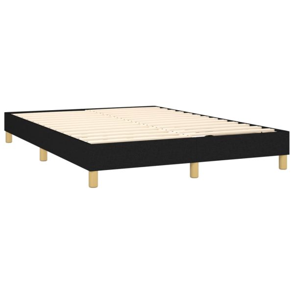 Pat box spring cu saltea, negru, 140×190 cm, textil