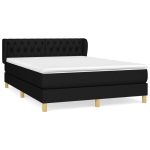 Pat box spring cu saltea, negru, 140×200 cm, textil