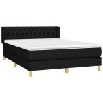 Pat box spring cu saltea, negru, 140×200 cm, textil