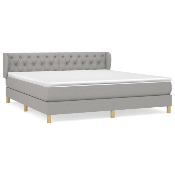 Pat continental cu saltea, gri deschis, 160×200 cm, textil