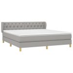 Pat continental cu saltea, gri deschis, 160×200 cm, textil