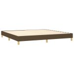 Pat box spring cu saltea, maro închis, 200×200 cm, textil
