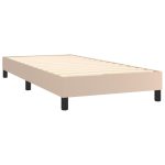 Pat box spring cu saltea, cappuccino, 90×190 cm piele ecologică