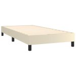 Pat box spring cu saltea, crem, 100×200 cm, piele ecologică