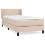 Pat box spring cu saltea, cappuccino, 100x200cm piele ecologică