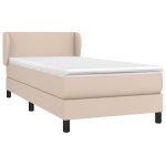 Pat box spring cu saltea, cappuccino, 100x200cm piele ecologică