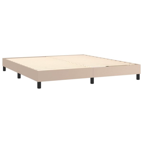 Pat box spring cu saltea, cappuccino, 160x200cm piele ecologică