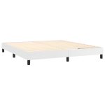 Pat box spring cu saltea, alb, 180×200 cm, piele ecologică