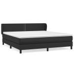 Pat box spring cu saltea, negru, 180×200 cm, piele ecologică