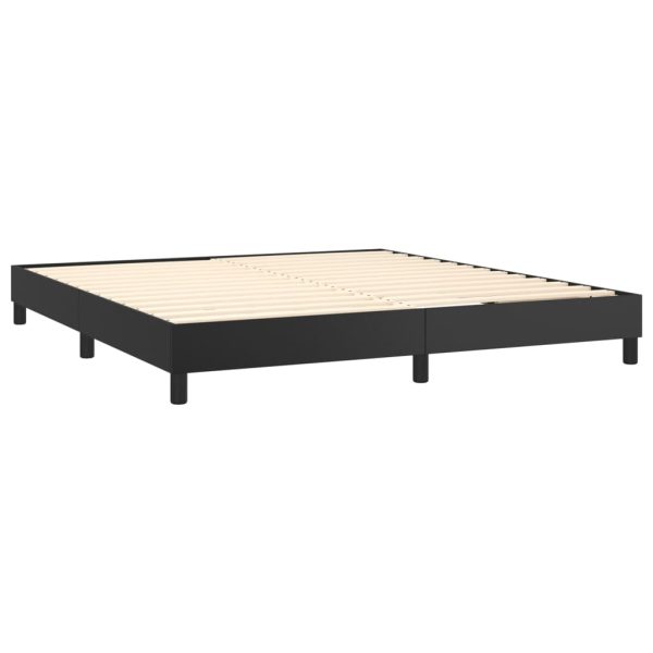 Pat box spring cu saltea, negru, 180×200 cm, piele ecologică