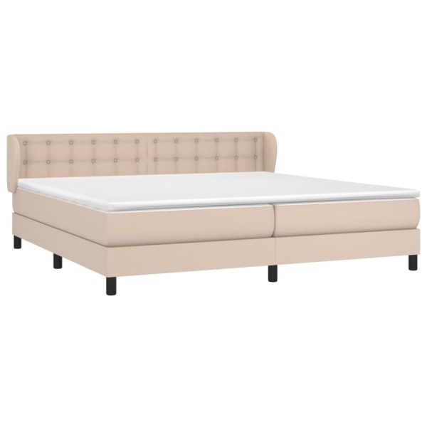 Pat continental cu saltea, cappuccino, 200×200 cm, piele eco