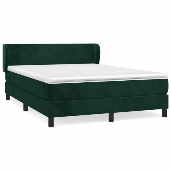 Pat box spring cu saltea, verde închis, 140×200 cm, catifea