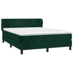 Pat box spring cu saltea, verde închis, 140×200 cm, catifea