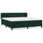 Pat box spring cu saltea, verde închis, 180×200 cm, catifea