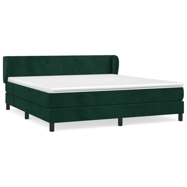 Pat box spring cu saltea, verde închis, 180×200 cm, catifea