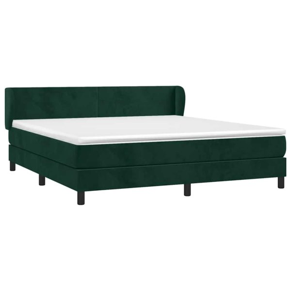 Pat box spring cu saltea, verde închis, 180×200 cm, catifea