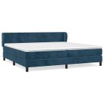Pat box spring cu saltea, albastru închis, 200×200 cm, catifea