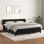 Pat box spring cu saltea, negru, 180×200 cm, catifea
