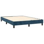 Pat box spring cu saltea, albastru închis, 140×190 cm, catifea