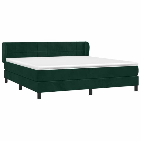 Pat box spring cu saltea, verde închis, 160×200 cm, catifea