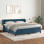 Pat box spring cu saltea, albastru închis, 180×200 cm, catifea