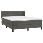 Pat box spring cu saltea, gri închis, 140×200 cm, catifea