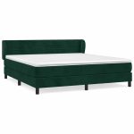 Pat box spring cu saltea, verde închis, 180×200 cm, catifea