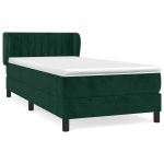 Pat box spring cu saltea, verde închis, 80×200 cm, catifea