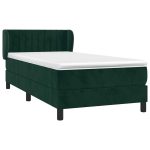 Pat box spring cu saltea, verde închis, 80×200 cm, catifea