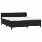 Pat box spring cu saltea, negru, 180×200 cm, catifea