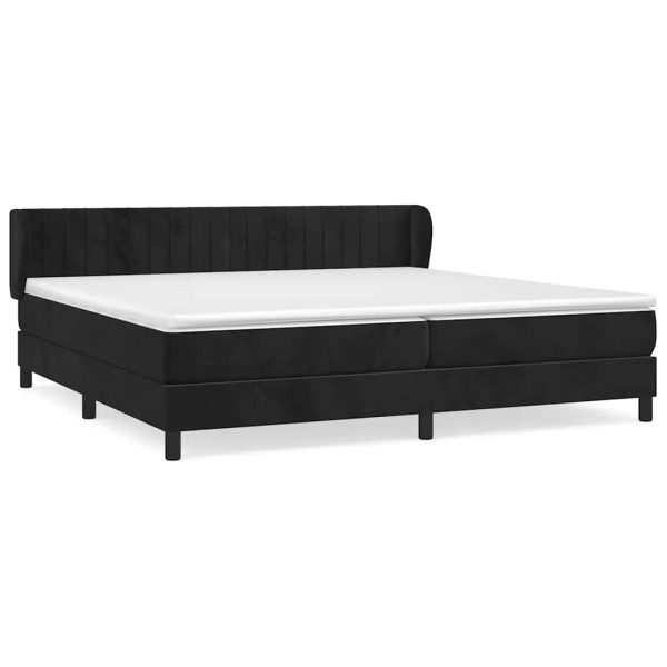 Pat box spring cu saltea, negru, 200×200 cm, catifea
