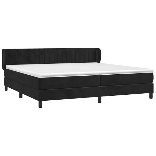 Pat box spring cu saltea, negru, 200×200 cm, catifea