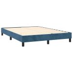 Pat box spring cu saltea, albastru închis, 140×190 cm, catifea
