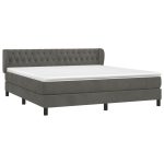 Pat box spring cu saltea, gri închis, 180×200 cm, catifea