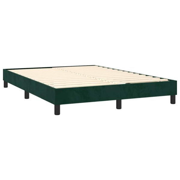 Pat box spring cu saltea, verde închis, 140×200 cm, catifea