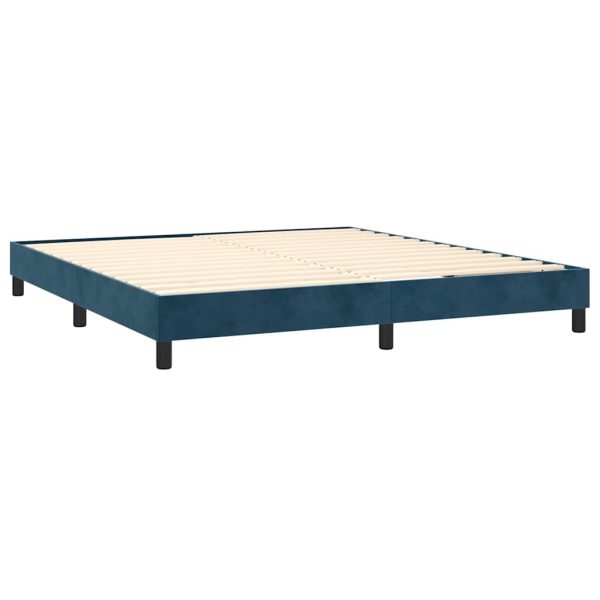 Pat box spring cu saltea, albastru închis, 160×200 cm, catifea