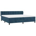 Pat box spring cu saltea, albastru închis, 200×200 cm, catifea