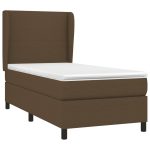 Pat box spring cu saltea, maro închis, 80×200 cm, textil