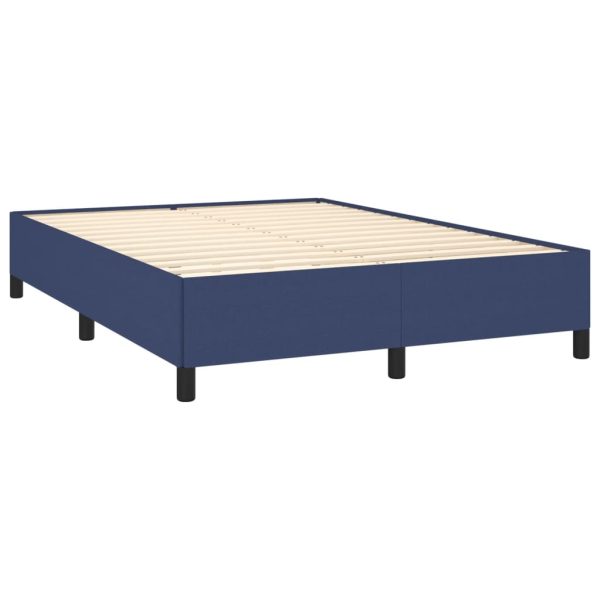 Pat continental cu saltea, albastru, 140x200cm, material textil