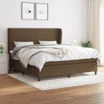 Pat continental cu saltea maro închis 180x200cm material textil