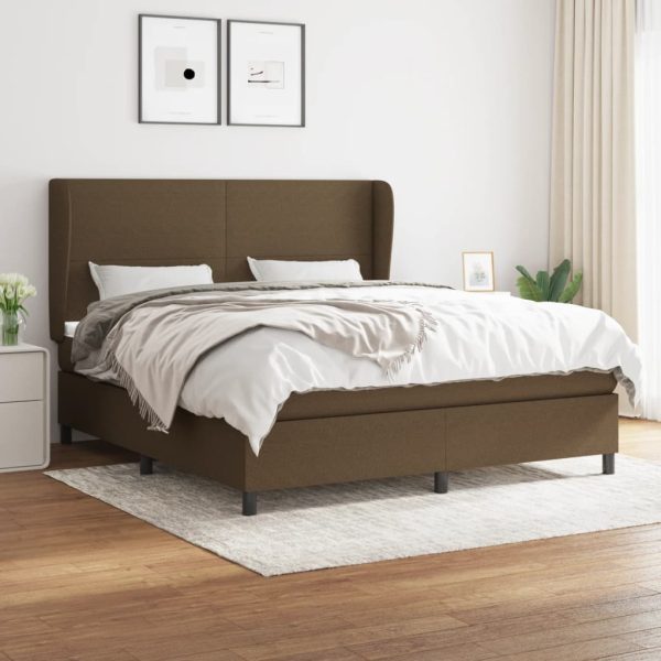 Pat continental cu saltea maro închis 180x200cm material textil