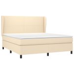 Pat continental cu saltea, crem, 180×200 cm, textil