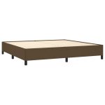 Pat box spring cu saltea, maro închis, 200×200 cm, textil