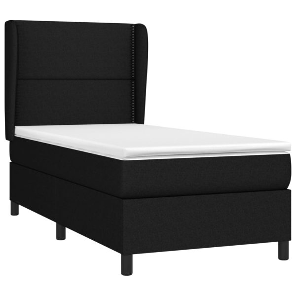 Pat box spring cu saltea, negru, 80×200 cm, textil