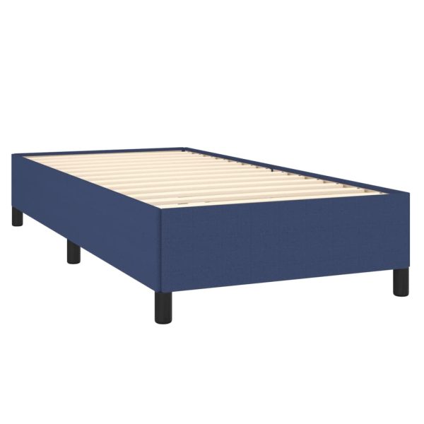Pat box spring cu saltea, albastru, 90×190 cm, textil