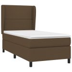 Pat box spring cu saltea, maro închis, 100×200 cm, textil
