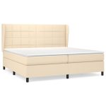 Pat box spring cu saltea, crem, 200×200 cm, textil